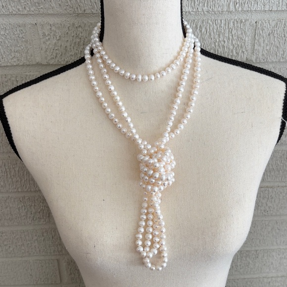 Genuine Round 7-8mm 98" Genuine Freshwater Pearl Rope Necklace Extra Long Rope - Picture 6 of 8